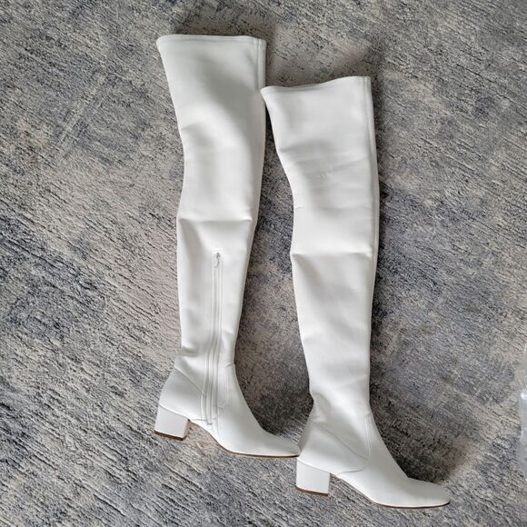 STAUD Aimee Over the Knee Boots White Size 37.5 - Picture 1 of 11